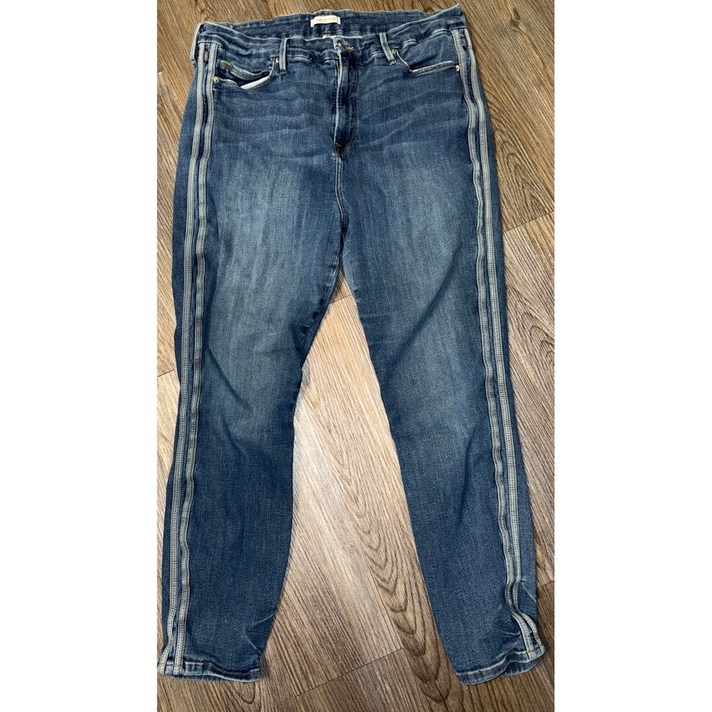 GOOD AMERICAN Good Legs High‎ Rise Skinny Jeans Blue Stripe Accent Size 18